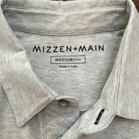 Mizzen+Main Men’s Versa Polo Medium Trim Light Heather Grey Like New - Picture 2 of 9